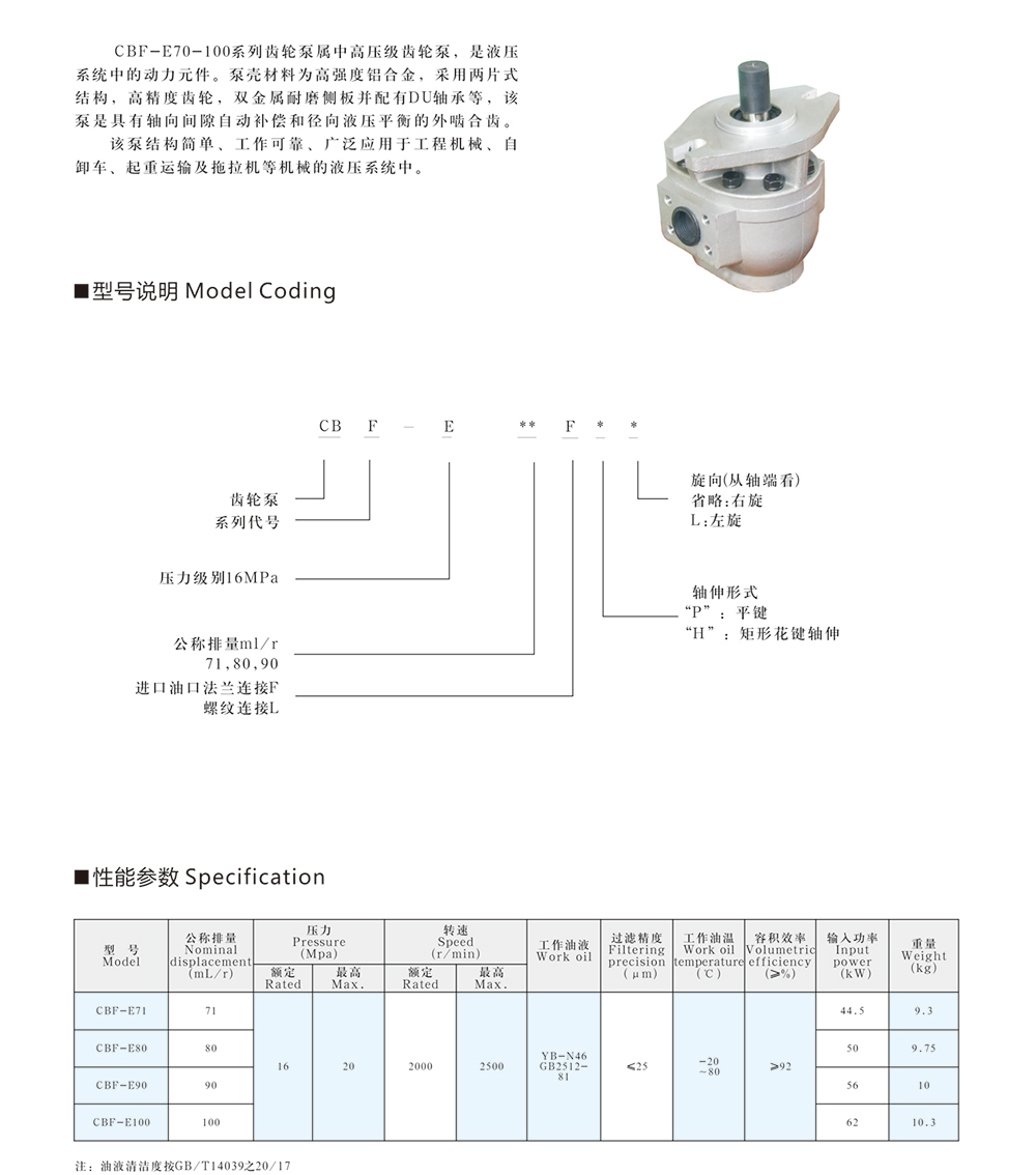 CBF-E71-100 系列齒輪泵