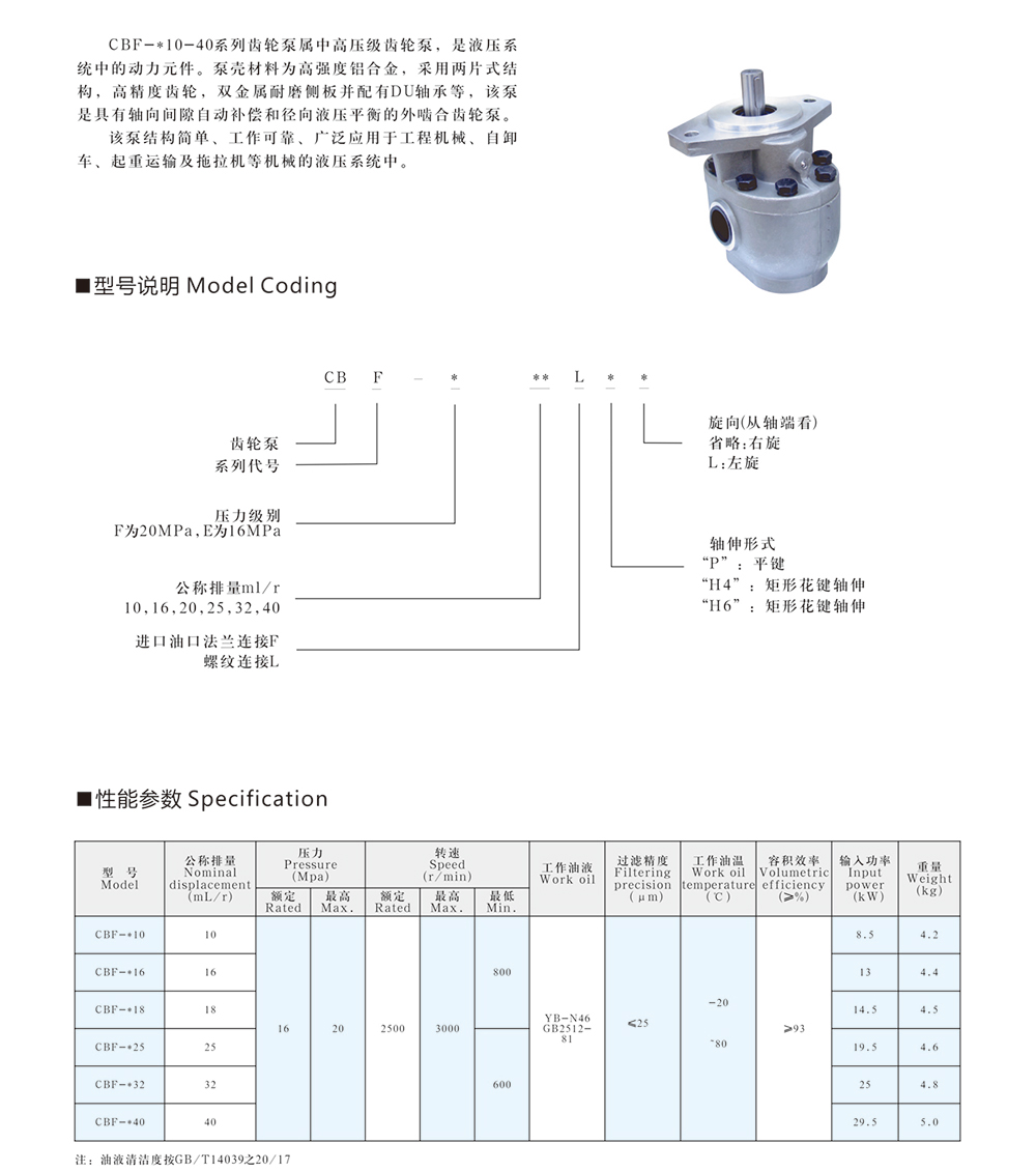 CBF-*10-40 系列齒輪泵