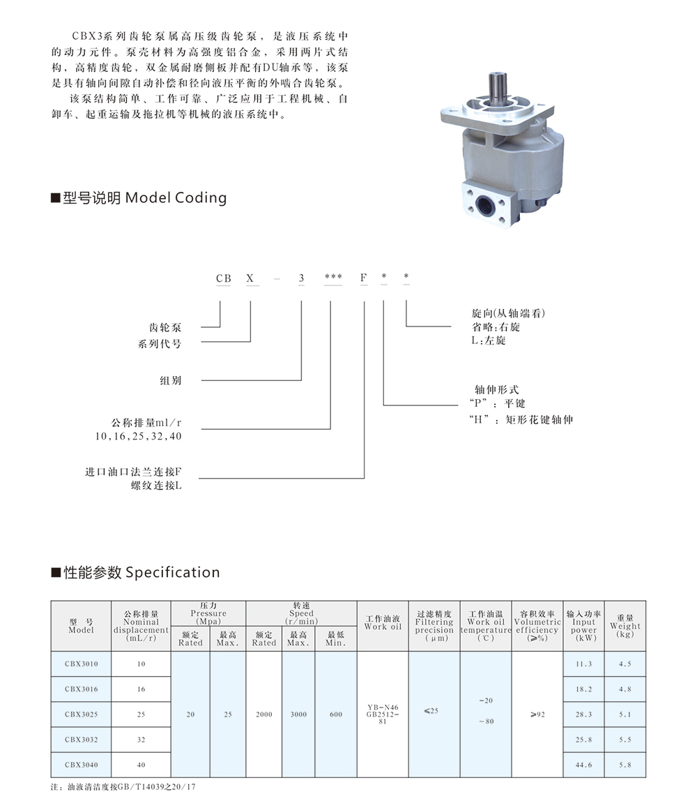 CBX3 系列齒輪泵